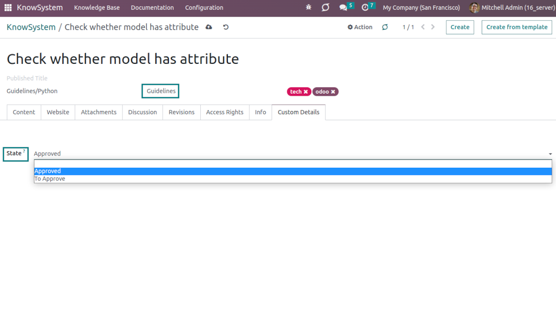 Knowledge base: configure columns