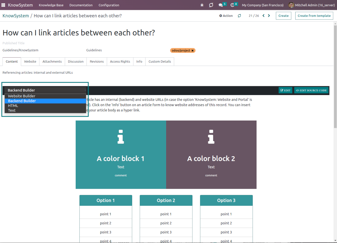 Customize knowledge articles content
