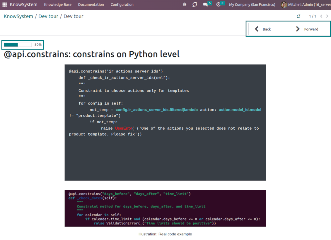 Configure Odoo learning tours