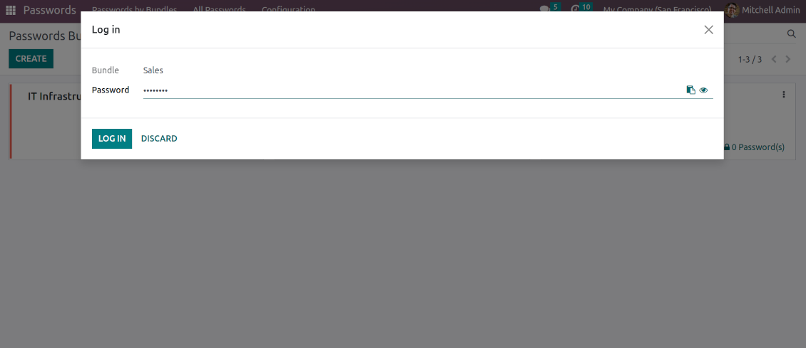 Log in to a passwords manager