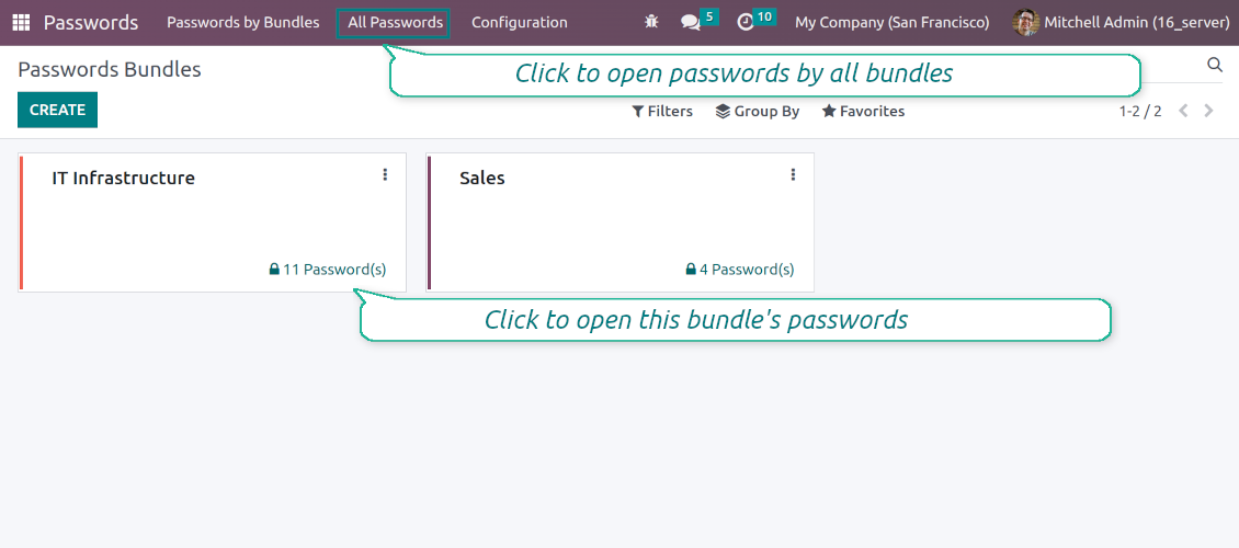Password bundles' kanban