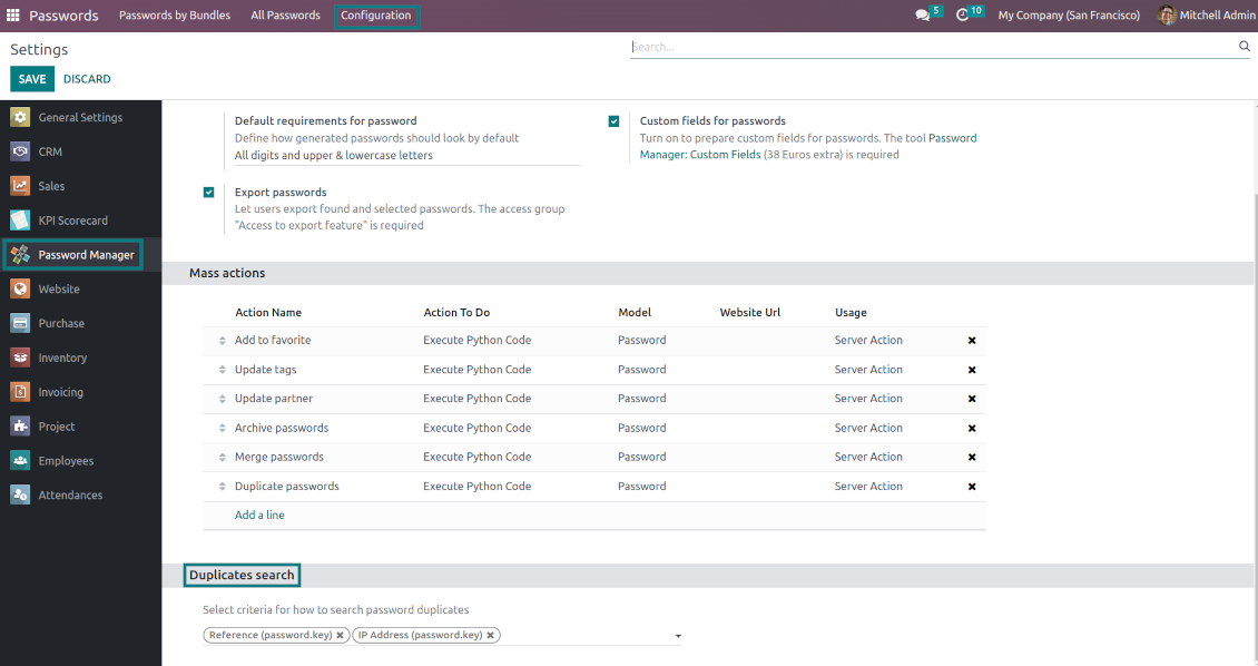Odoo passwords duplicate fields