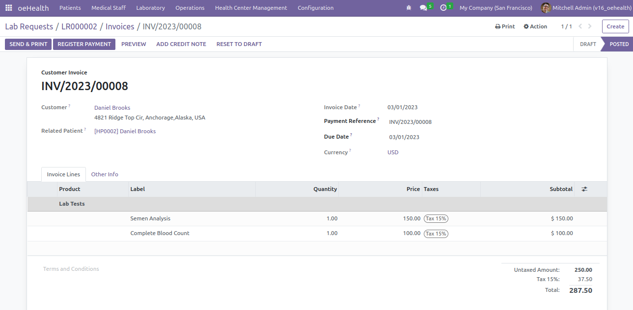 Configure Lab Invoice