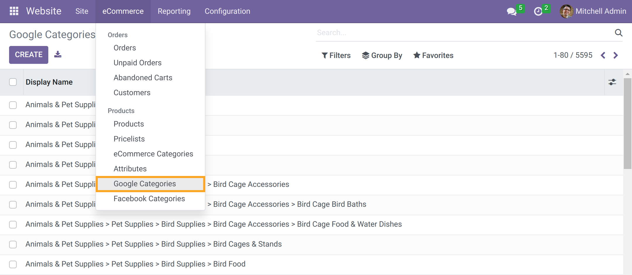 Odoo 16.0 Google Product Category list