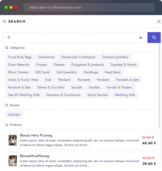 Adbance header search