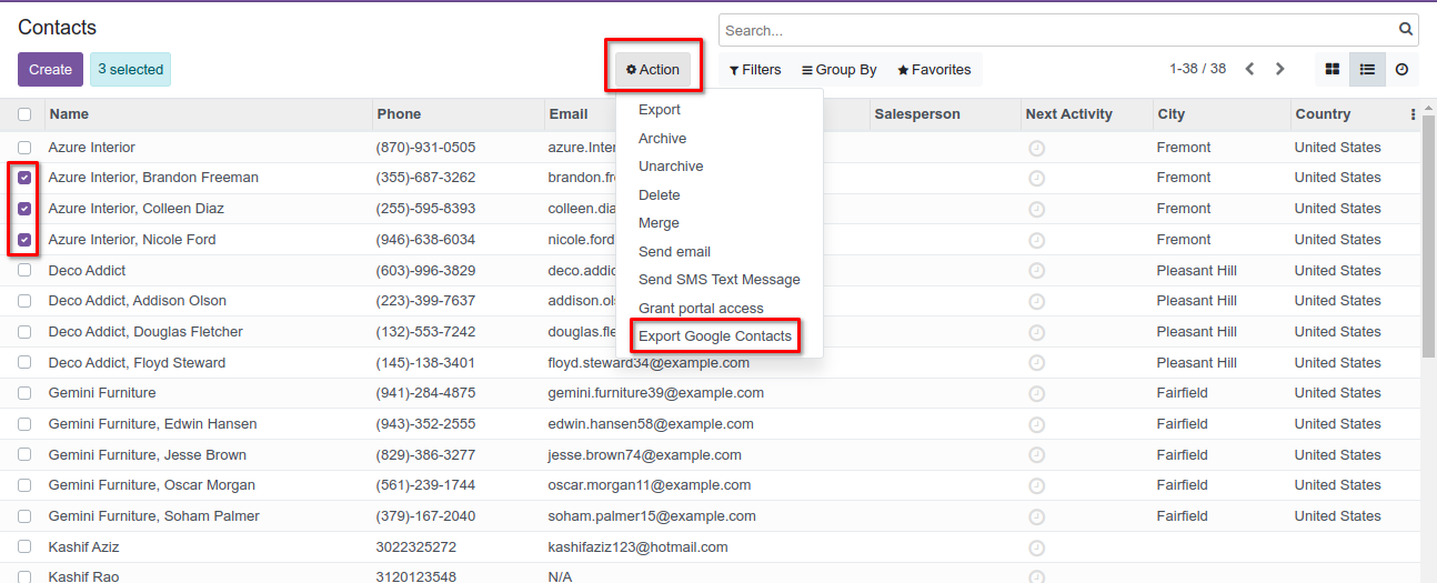 Export Google Contacts