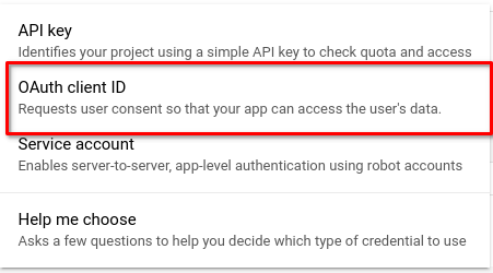 choosing Oauth Client ID
