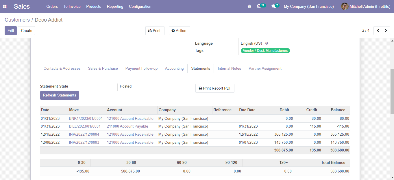Customer Vendor Statements