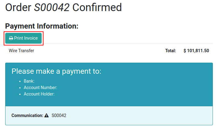 Ecommerce Shop Website Customer Invoice Print