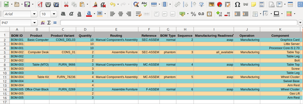 Import Bill of  Materials (BOM) from Excel