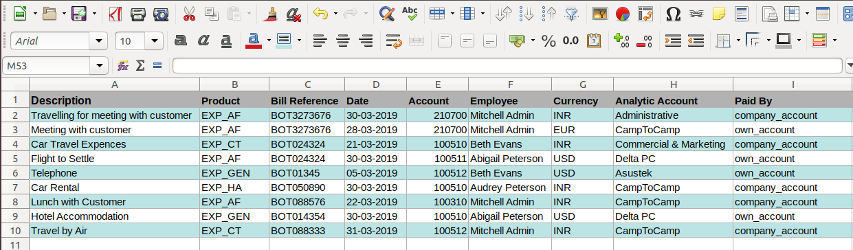 Import Expense and Expense Sheet from Excel
