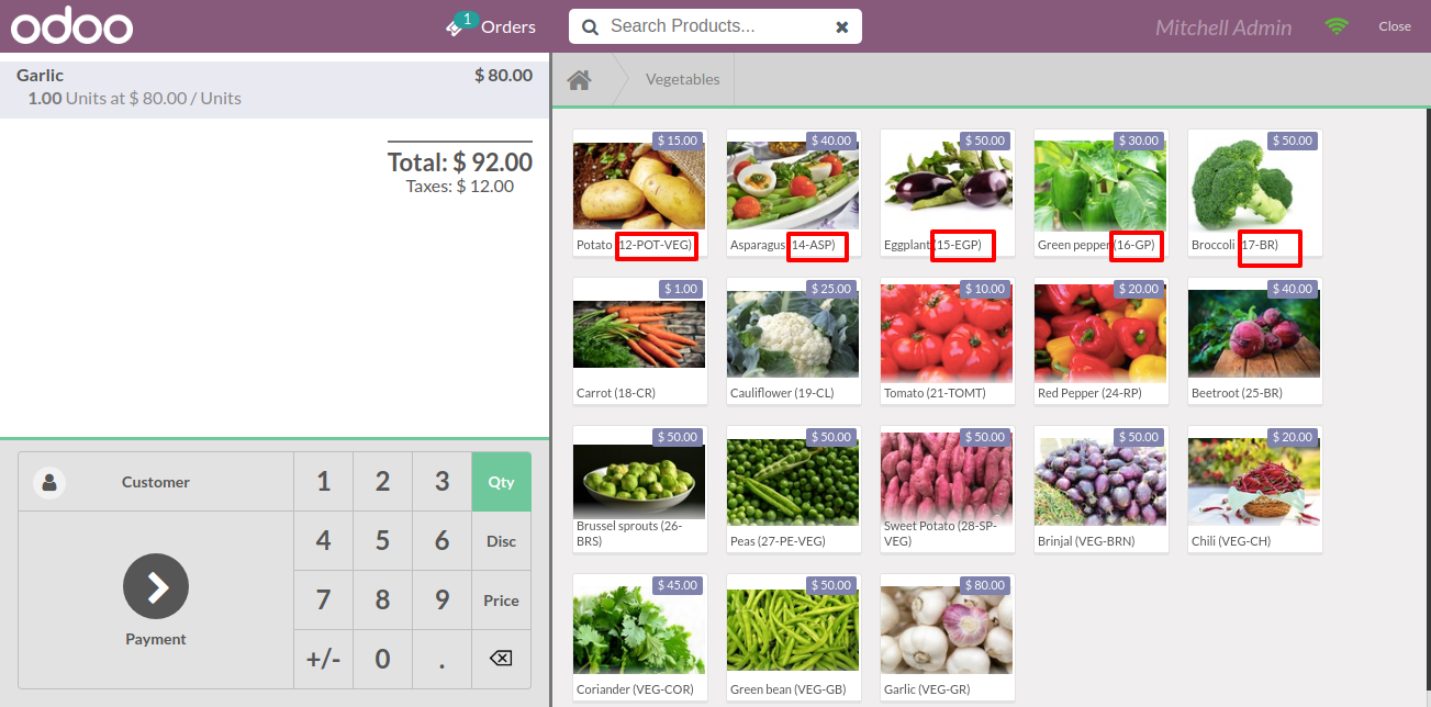Show Product Internal Reference on POS